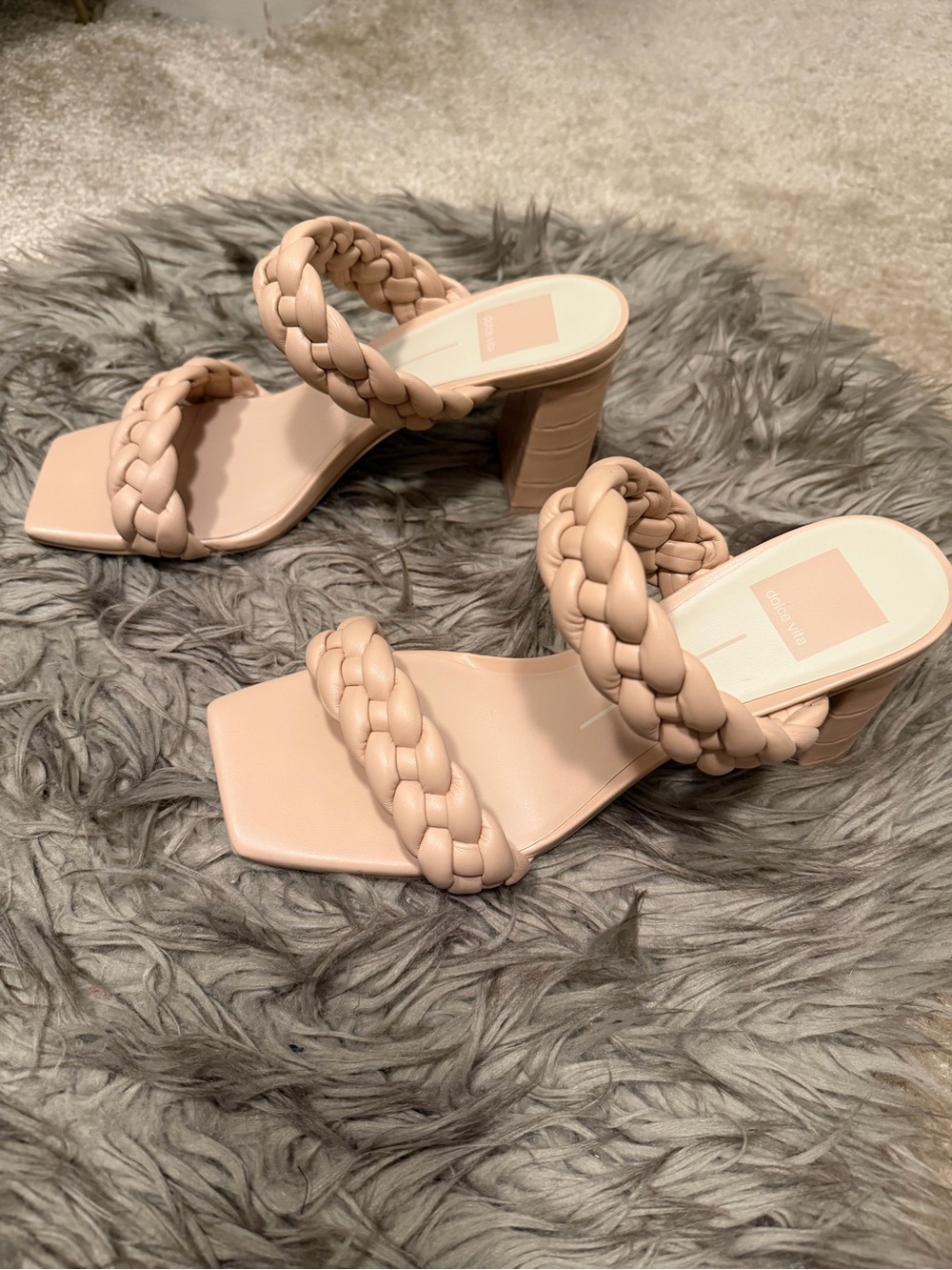 DV by Dolce Vita Braided Double-Strap Block Heel Sandal - Blush